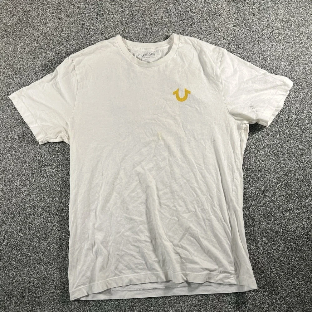 True Religion Buddha Graphic T Shirt White Men's XL Short Sleeve Cotton